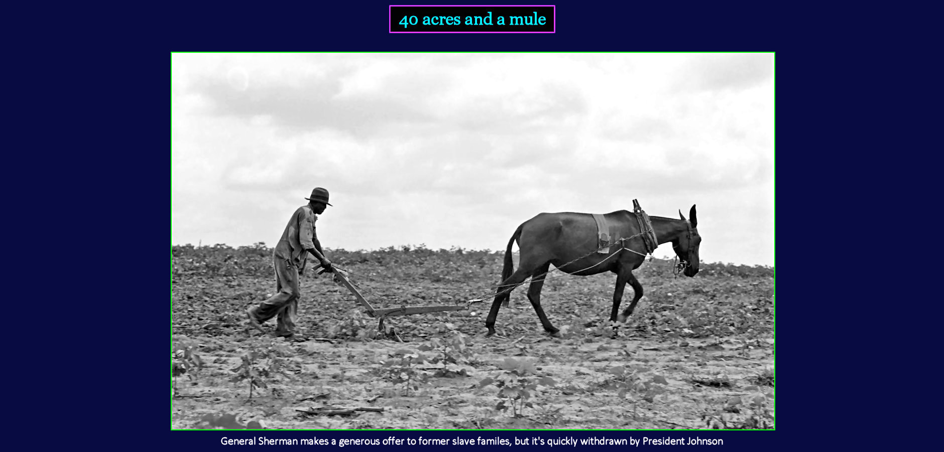 40 acres and a mule, 1864